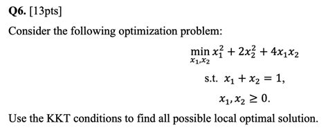 Solved Consider The Following Optimization Problem Min Chegg