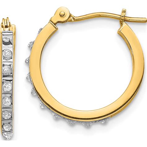 K Yellow Gold Diamond Fascination Small Hinged Leverback Hoop