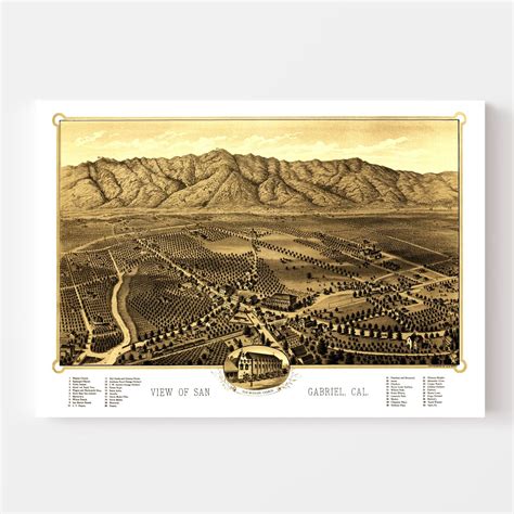 Vintage Map of San Gabriel, California 1893 by Ted's Vintage Art