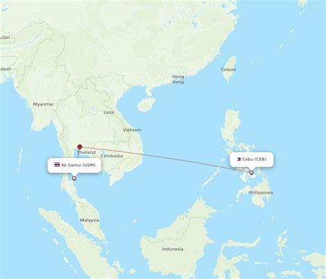 All Flight Routes From Koh Samui To Cebu City Usm To Ceb Flight Routes