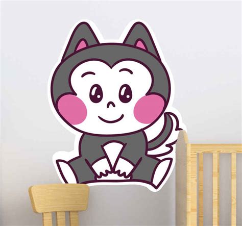 Anime cute husky cartoon wall sticker - TenStickers