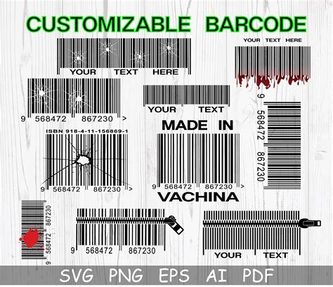 Barcode Svg Customizable Barcode Svg Barcode Cricut Plain Etsy