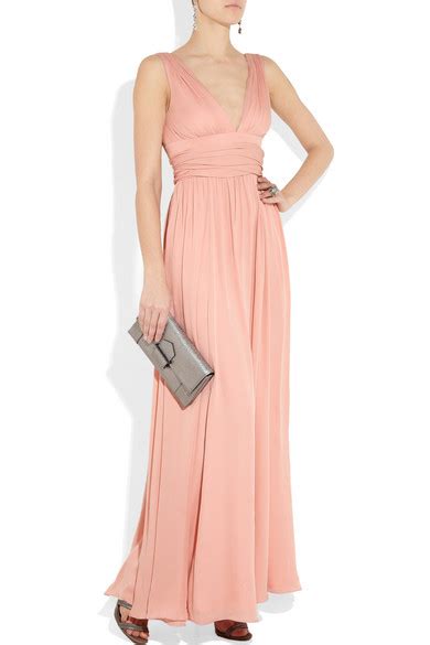 Halston Heritage Pleated Silk Georgette Gown Net A Porter