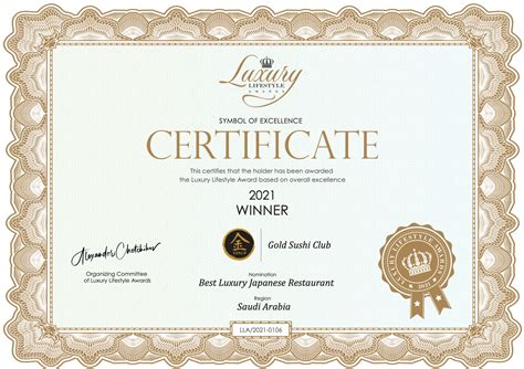 Luxury Lifestyle Award Gold Sushi Club