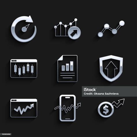 Set Document With Graph Chart Mobile Stock Trading Financial Growth ...