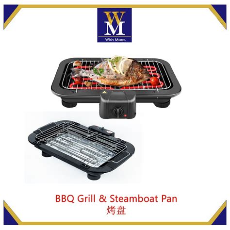 Ready Stock 🔥electric Barbecue Bbq Grill And Steamboat Hot Pot Pan