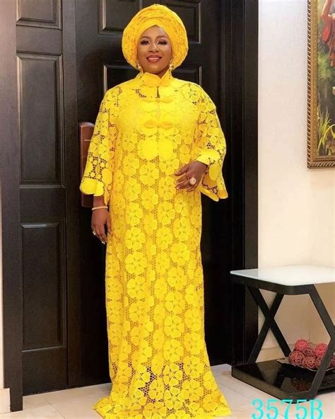 Yellow Boubou Kaftan Boubou Kaftan Dresses Lace Gown Lace Dresses