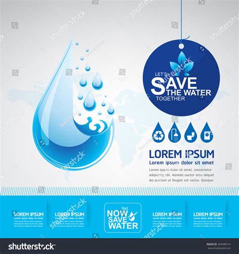 Save Water Vector Concept Ecology Stock Vector Royalty Free 344498141