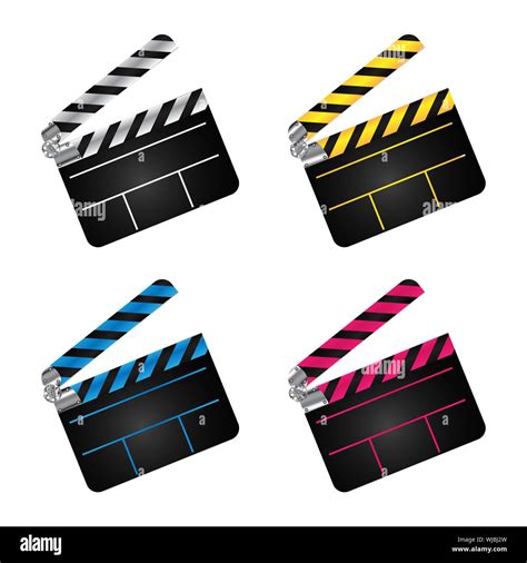 A Set Of Movie Clapper Boards Over White Background Stock Photo Alamy