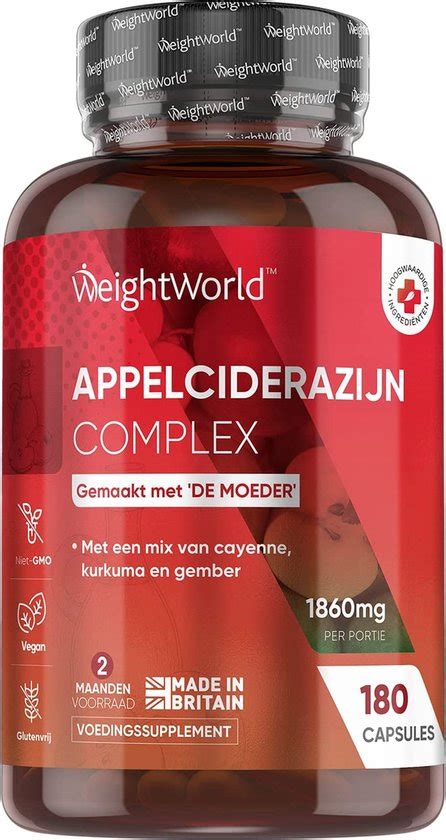 WeightWorld Appelazijn Capsules Appel Cider Vinegar Complex 1860 Mg