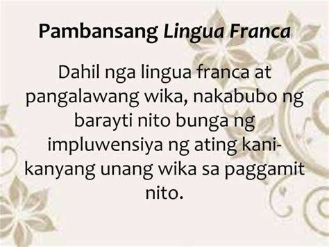 Ang Filipino Bilang Wikang Pambansa Ppt