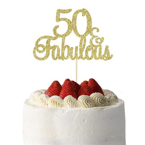 Buy Ximecrto Gold Glitter 50th Anniversary Cake Topper 50 Fabulous