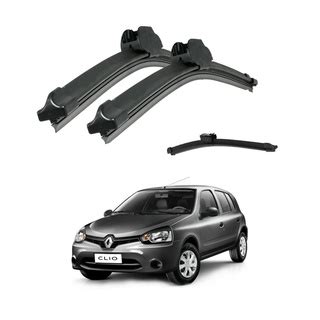 Kit 3 Palhetas Limpador De Parabrisa Dianteiro Traseiro Renault Clio