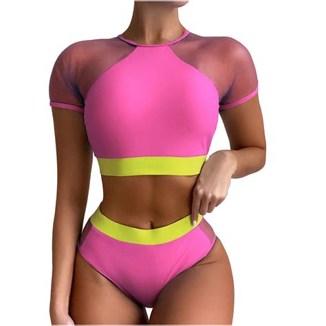 Ersazi Swim Suits For Women Split Bikini Two Piece Color Matching