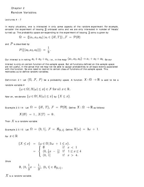 Lec2 Probability Chapter 2 Random Variables Lectures 4 7 In Many