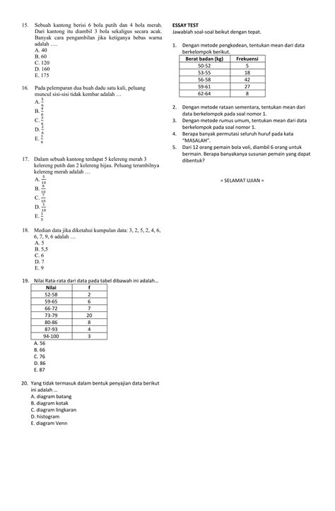 CONTOH SOAL PENILAIAN SUMATIF KELAS X Pdf