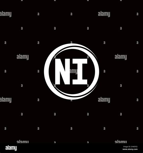 Ni Logo Initial Letter Monogram With Circle Slice Rounded Design