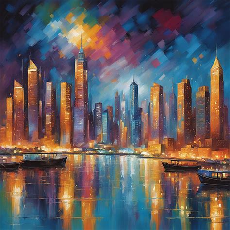 Night Skyline Paintings: Capture the City's Glow | ArtFactory