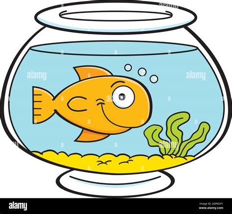 Cartoon Illustration Of A Fish In A Fish Bowl Stock Vector Image Art