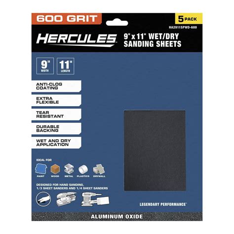 9 In X 11 In 600 Grit Wet Dry Sanding Sheets With Aluminum Oxide Grain 5 Pack