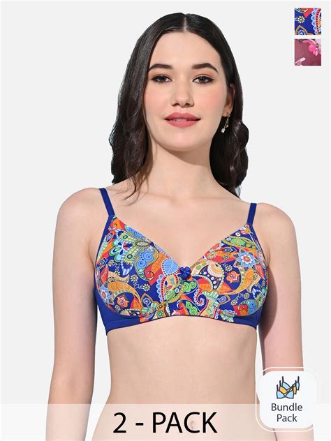 Buy Fims Pack Of 2 Floral Full Coverage Lightly Padded Bra Bra For Women 24035226 Myntra