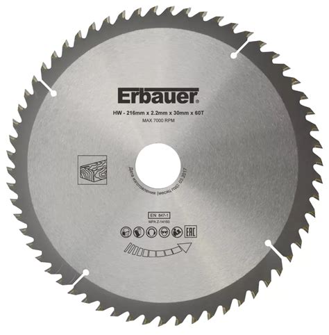 Erbauer Wood TCT Saw Blade 216mm X 30mm 60T Screwfix