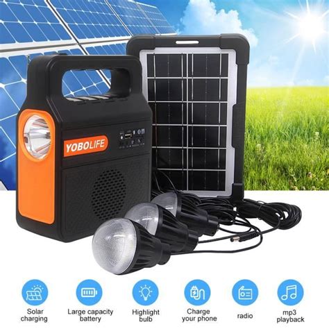 Station d énergie portable Générateurs solaires Kit d éclairage Panneau