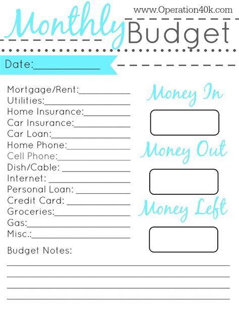 Cute Weekly Budget Template