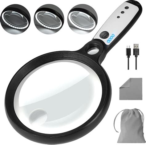 Amazon Large Magnifying Glass With 37 LED Light 10X 20X 45X