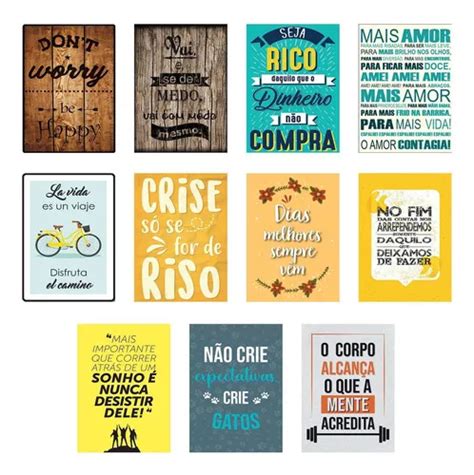 Jogo 11 Placas Decorativas Frases Diversas Modelo 1 Em Mdf Mercadolivre