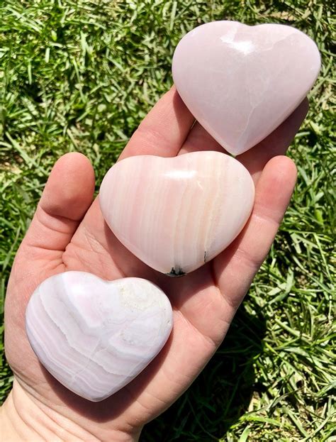 Mangano Calcite Heart Pink Calcite Heart Chakra Stones Etsy