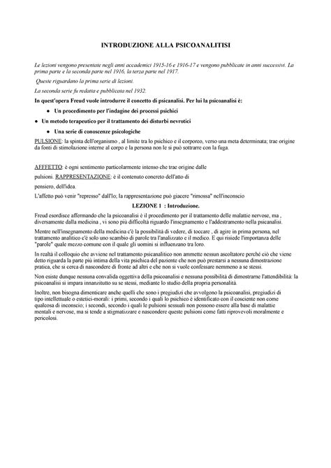 Introduzione Alla Psicoanalisi Introduzione Alla Psicoanalitisi Le