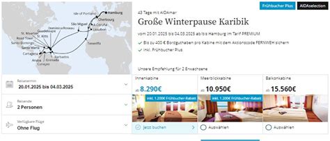 Große Winterpause Karibik 43 Tage AIDAmar ab bis Hamburg nur 4 145