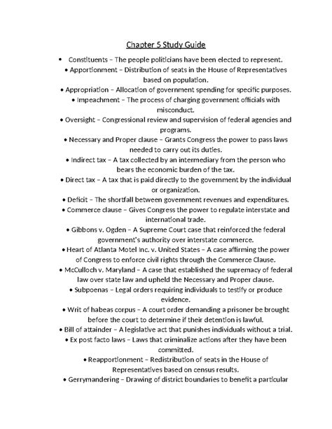 Chapter 5 Study Guide - Chapter 5 Study Guide Constituents – The people