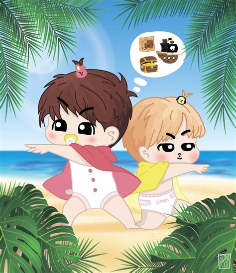 [bts Fanart] Jungkook And Jimin Jikook Chibi Speed Drawing Roni Pool