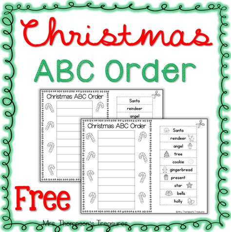 Christmas Words ABC Order - Mrs. Thompson's Treasures