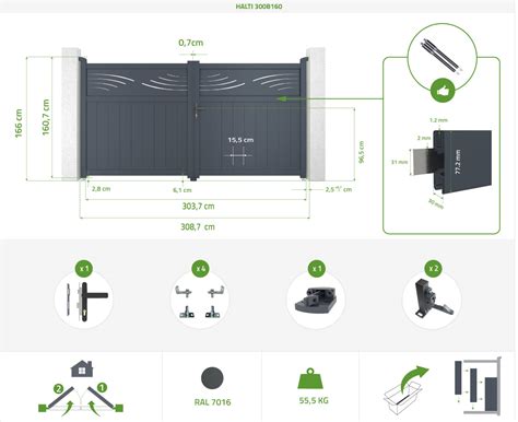 Portail Alu Battant 3m HALTI 300B160 Casanoov