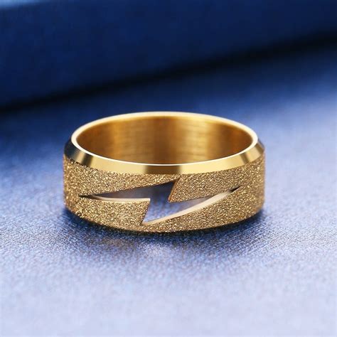 Lightning Bolt Ring In Stainless Steel Goldsilver Bowiegallery