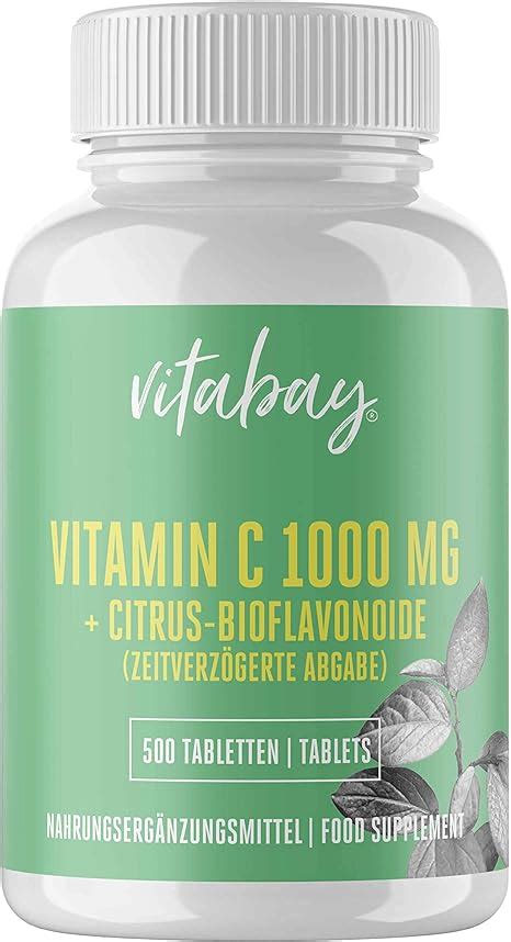 Vitabay Vitamin C Hochdosiert 1000mg Bioflavonoide VEGAN 500