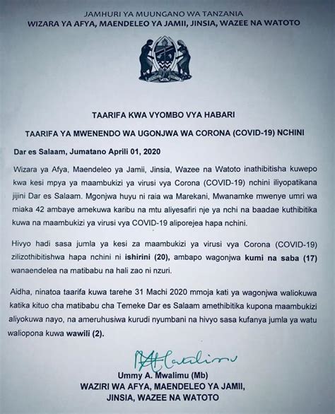 Wizara Ya Afya Yatoa Taarifa Mwenendo Wa Ugonjwa Wa Corona Tanzania