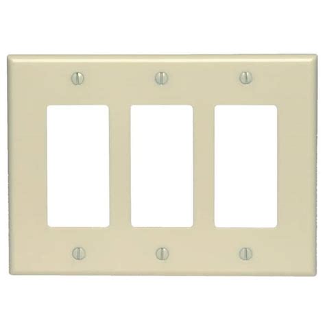 Leviton 3 Gang Ivory Decorarocker Plastic Midwaymidsize Wall Plate 1 Pack 80611 I 80611 I