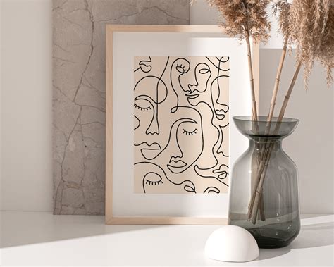 Single Line Face Art Print Minimalist Woman Line Drawing Etsy