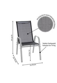 Vcm Er Set Stapelstuhl Rahmen Hellgrau Textilene Schwarz Gartenstuhl
