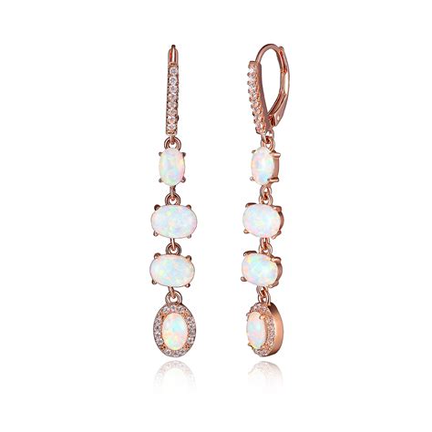 White Opal Rose Gold Dangle Earrings – Prime Art & Jewel