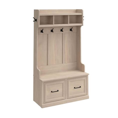 Bush Furniture Woodland 40W Hall Tree And Shoe Storage Bench With Doors