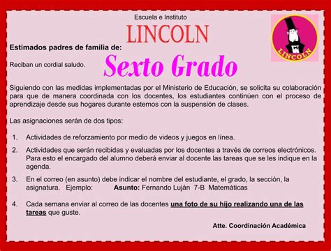 Circulares A Padres Familia Escuela Lincoln