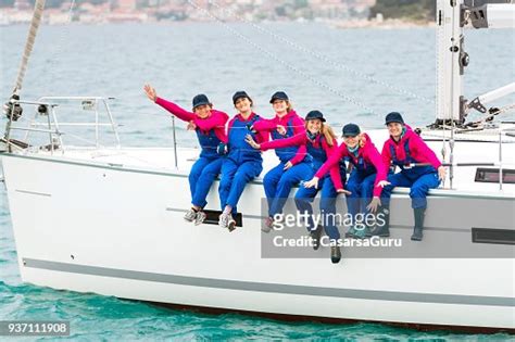 Female Sailing Crew Posing On A Sailing Boat High-Res Stock Photo ...