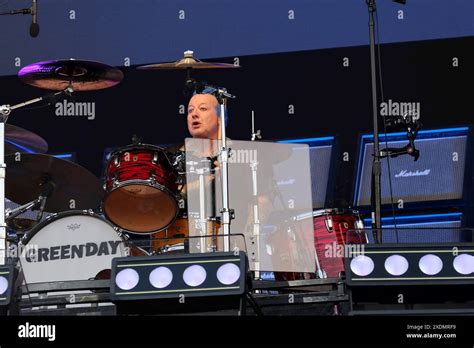 Tre Cool Drummer Performs Live With American Punk Band Green Day At The Isle Of Wight Festival