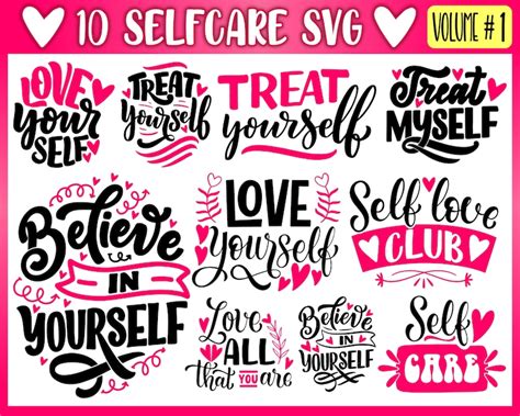 Self Love Svg Bundlemental Health Svgpositive Svginspirational Svg