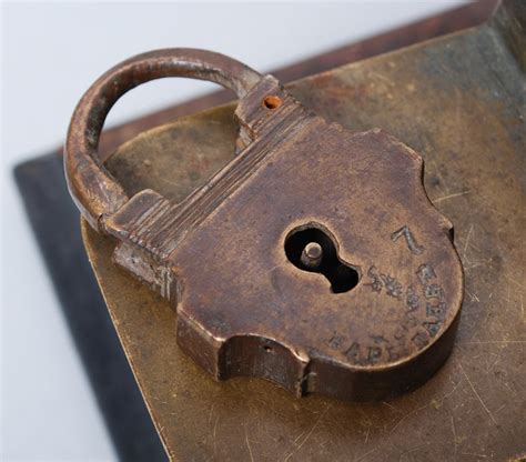 Antique Small Brass Padlock Original Dark Patina